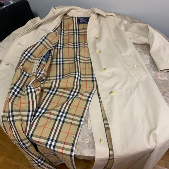 Vintage Burberry Trench Coat Long Jacket 1984 Hood Hooded STAINS AsIs Nova Check - Picture 16 of 16